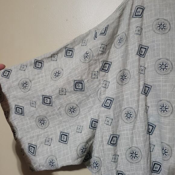 Island Shares Shirt Mens 4x Gray Pattern Button Up 100% Silk - Picture 9 of 10